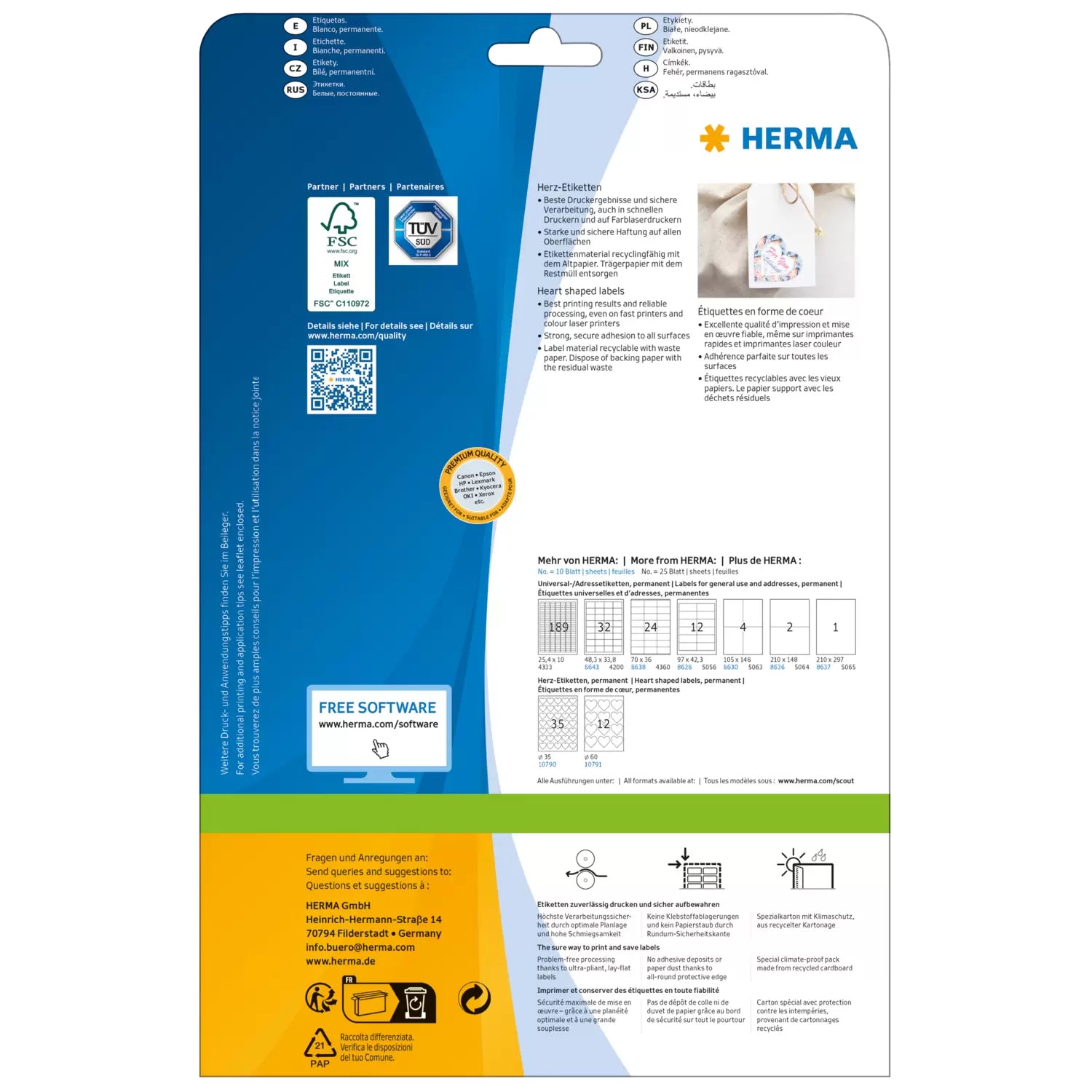 HERMA 10791 – Etiketten A4 Ø 60 mm – Papier, weiss – permanent haftend – Laser/Inkjet – 12 pro Blatt, 10 Blätter