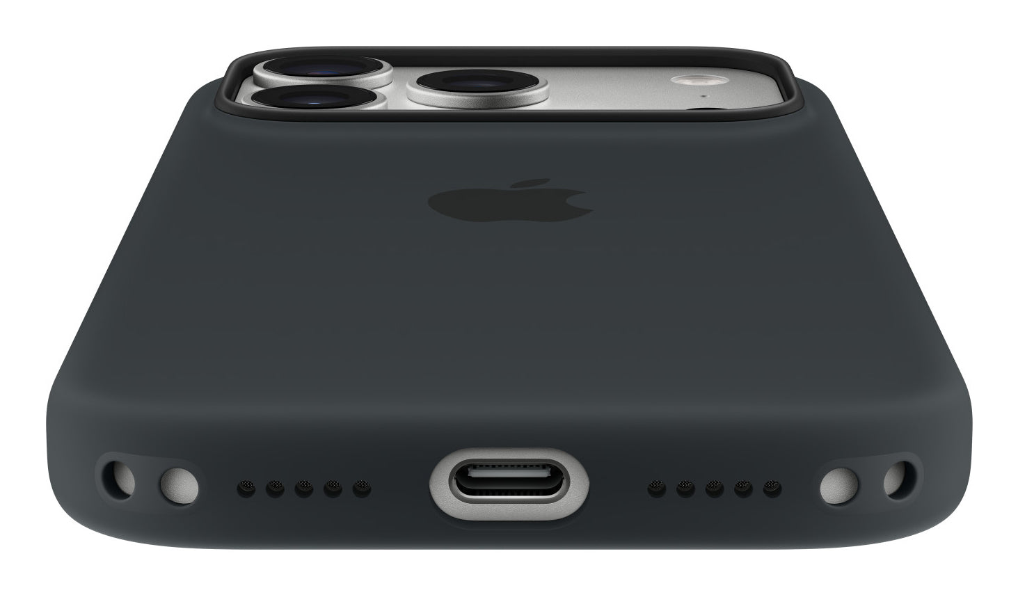 Apple Silikonhülle – Rückcover – für Apple iPhone 17 Pro, MagSafe, Silikon+Mikrofaser, Schwarz