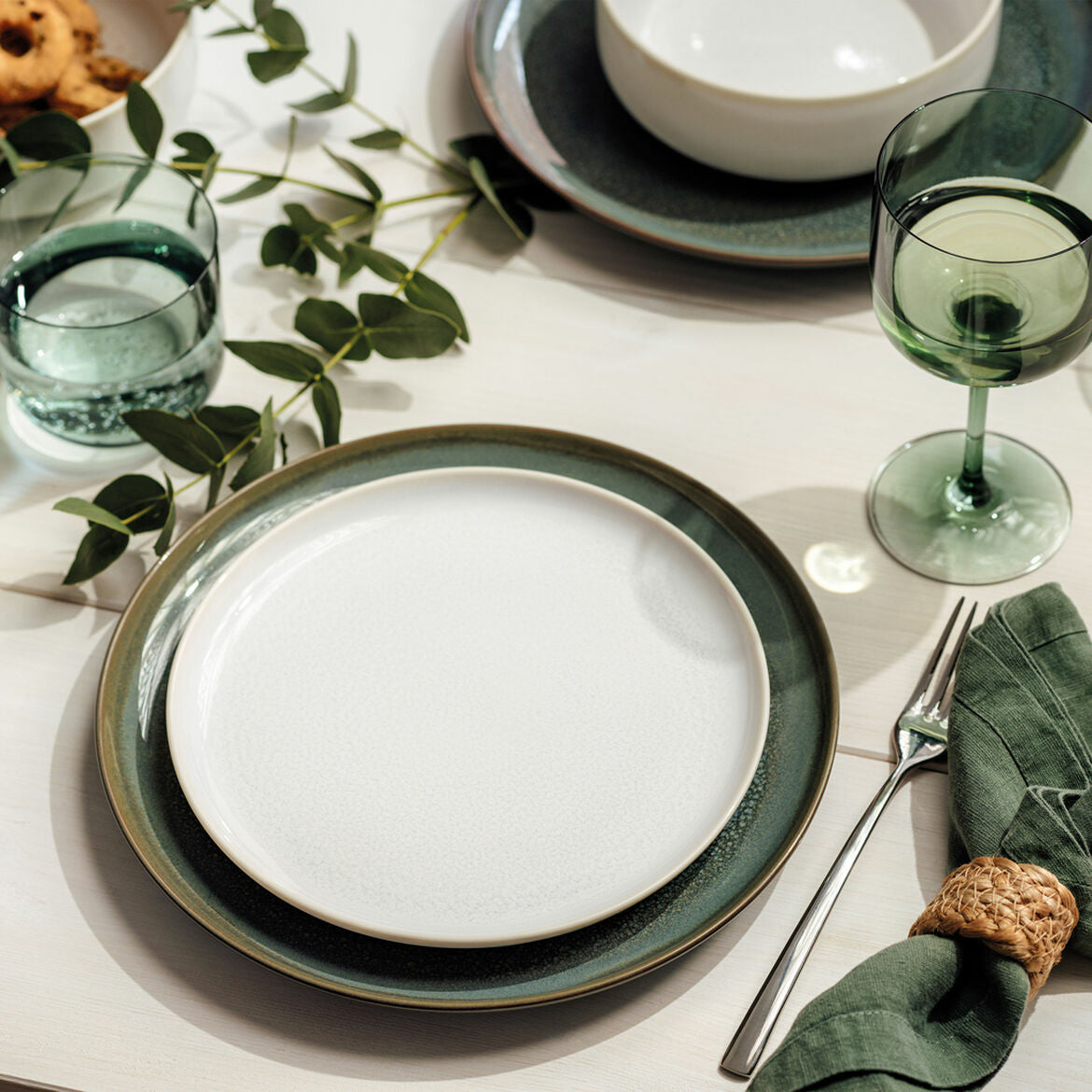 Villeroy & Boch Crafted Cott Frühstücksteller – Ø 21 cm, Porzellan, Weiss, 6 Stück