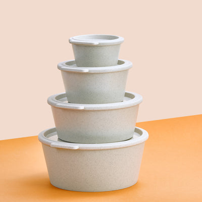 Koziol Salatschüssel – 1,3 l, Kunststoff (biozirkulär), Beige, mit Deckel, spülmaschinenfest