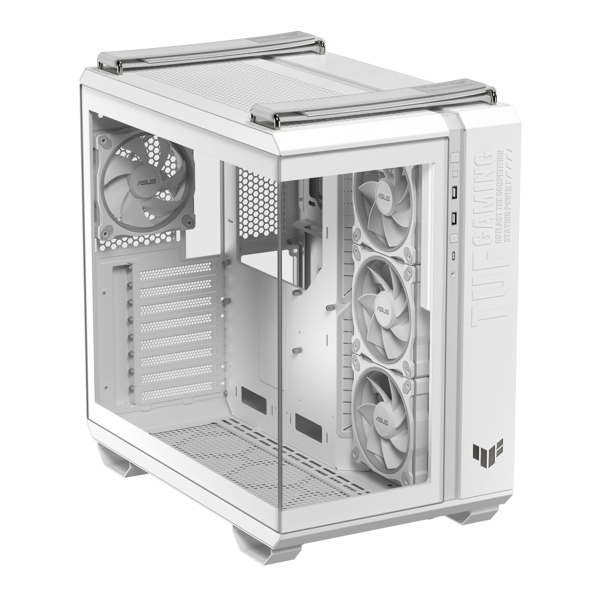 ASUS TUF GAMING GT502 Horizon TG – PC-Gehäuse – Weiss, ATX/mATX/Mini-ITX, 4×3,5", Sichtfenster
