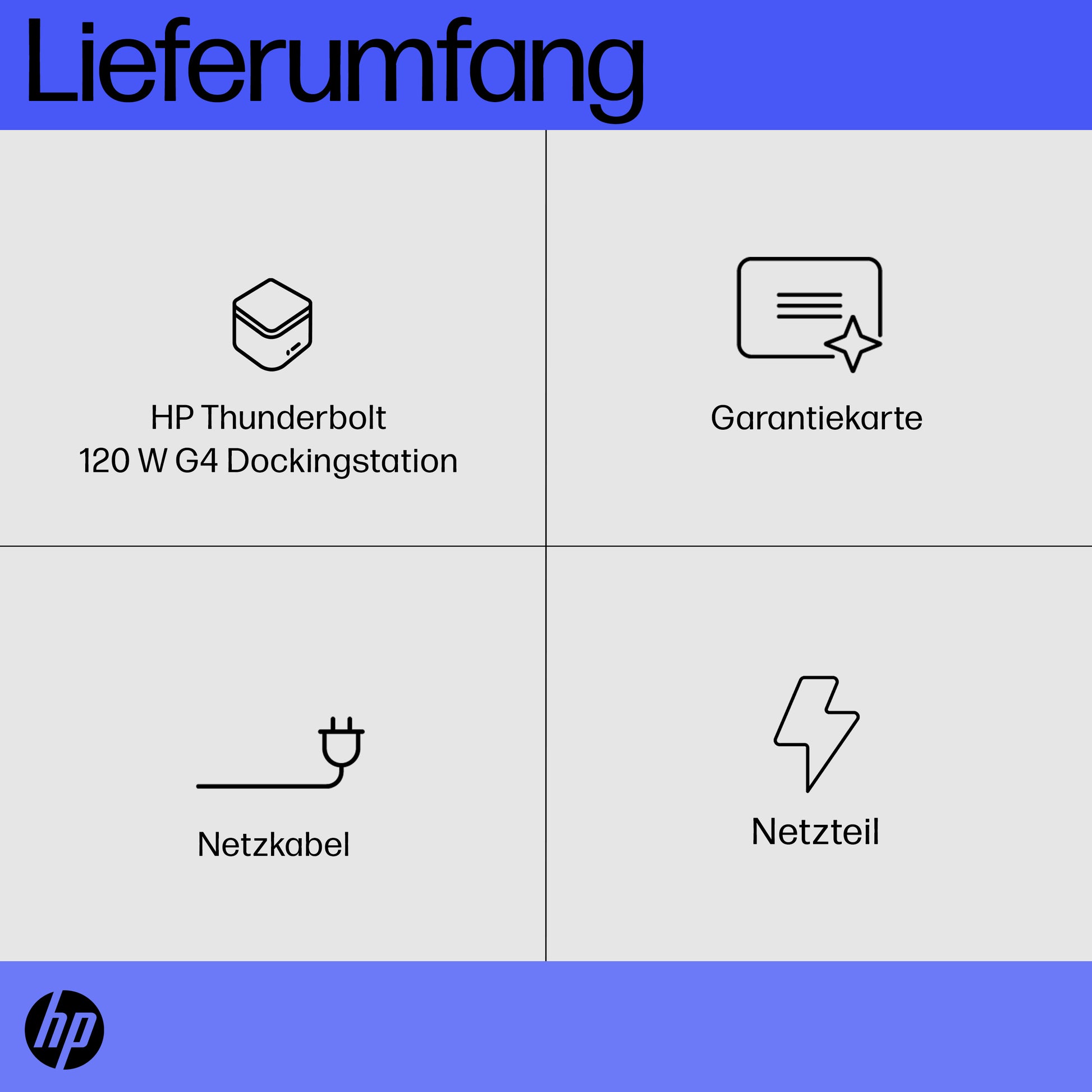 HP G4 Dockingstation – Thunderbolt 4, 2× DP, 1× HDMI, 4× USB-A, 1× USB-C, 120 W PD, für Windows 10/11/Mac