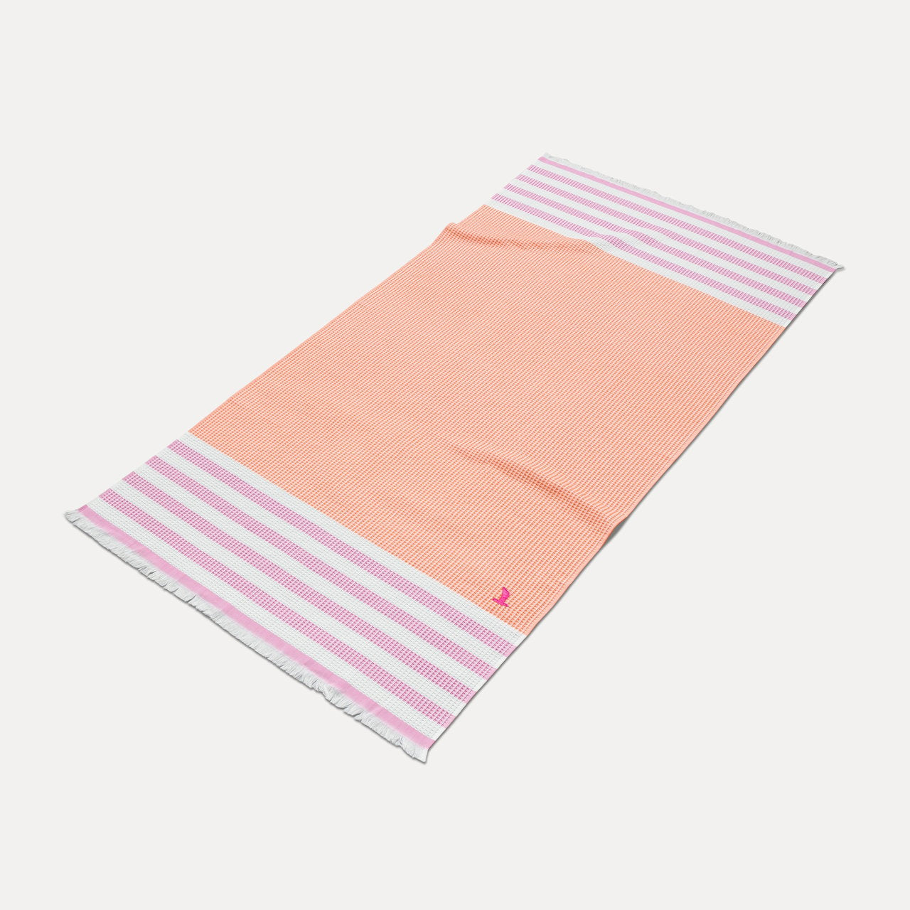 MÖVE Strandtuch Summer Daylight – 90 × 180 cm, Orange/Pink/Weiss, Baumwolle, 270 g/m²
