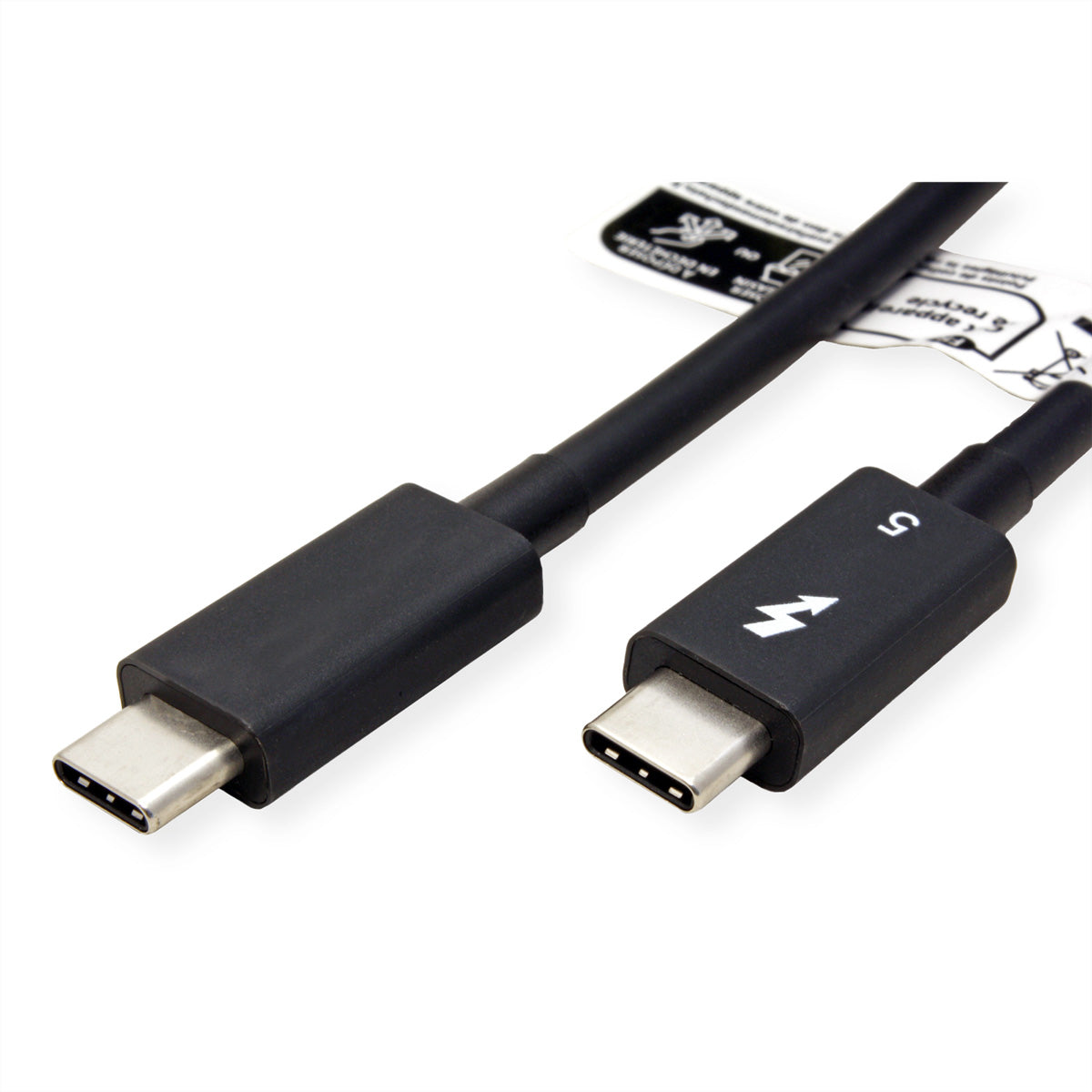 ROLINE Thunderbolt 5 (USB-C) Kabel – 80 Gbit/s – 0,5 m – PD 240 W – 8K/60, Passiv, Geschirmt – Schwarz