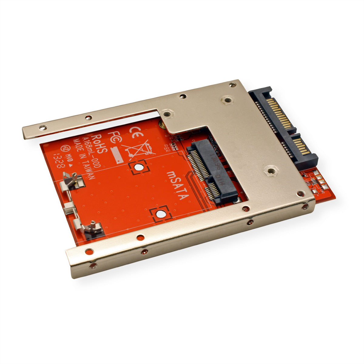 ROLINE Adapter mSATA zu SATA 2,5" – bis 6 Gbit/s, mSATA 16-polig zu SATA 22-polig, intern, Rot