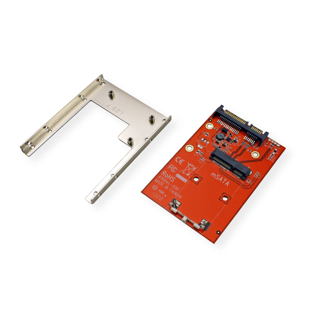 ROLINE Adapter mSATA zu SATA 2,5" – bis 6 Gbit/s, mSATA 16-polig zu SATA 22-polig, intern, Rot