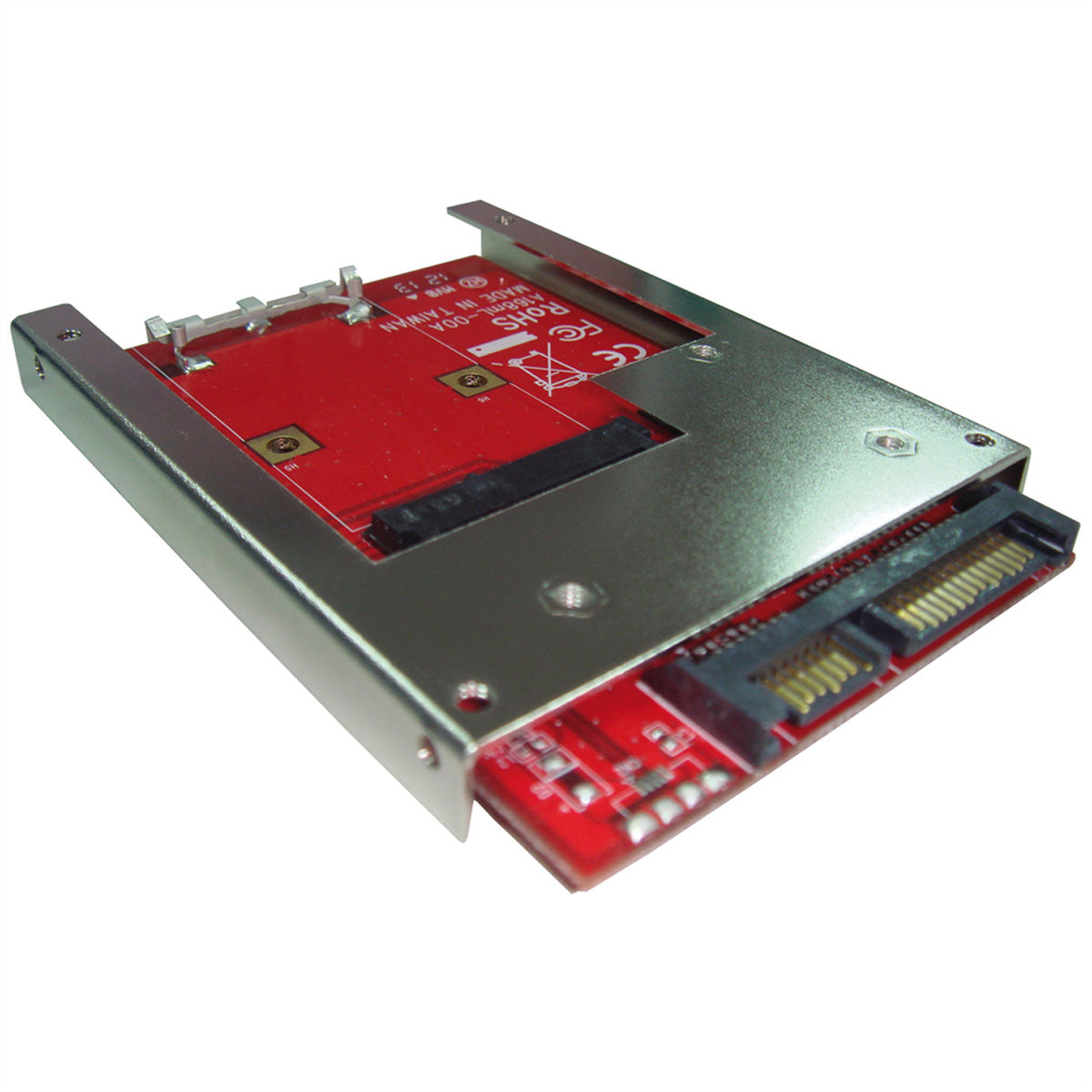ROLINE Adapter mSATA zu SATA 2,5" – bis 6 Gbit/s, mSATA 16-polig zu SATA 22-polig, intern, Rot