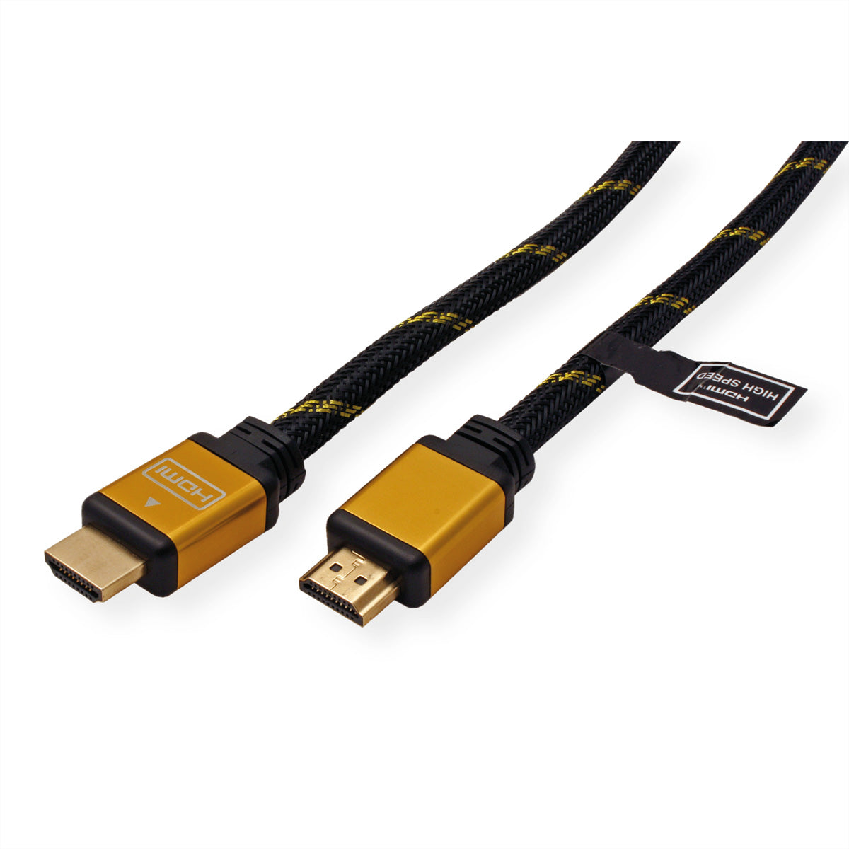 ROLINE HDMI Kabel HDMI High Speed 1080p 60 Hz – 10 m – Schwarz/Gold