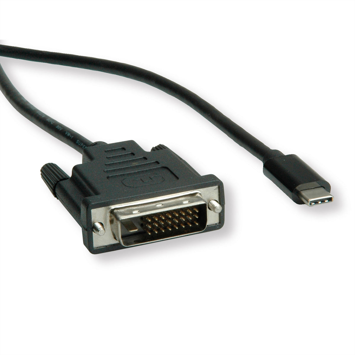 ROLINE USB-C auf DVI Adapter – 4K 60 Hz – 1 m – verriegelbar – für Geräte mit USB-C (DisplayPort Alt Mode)
