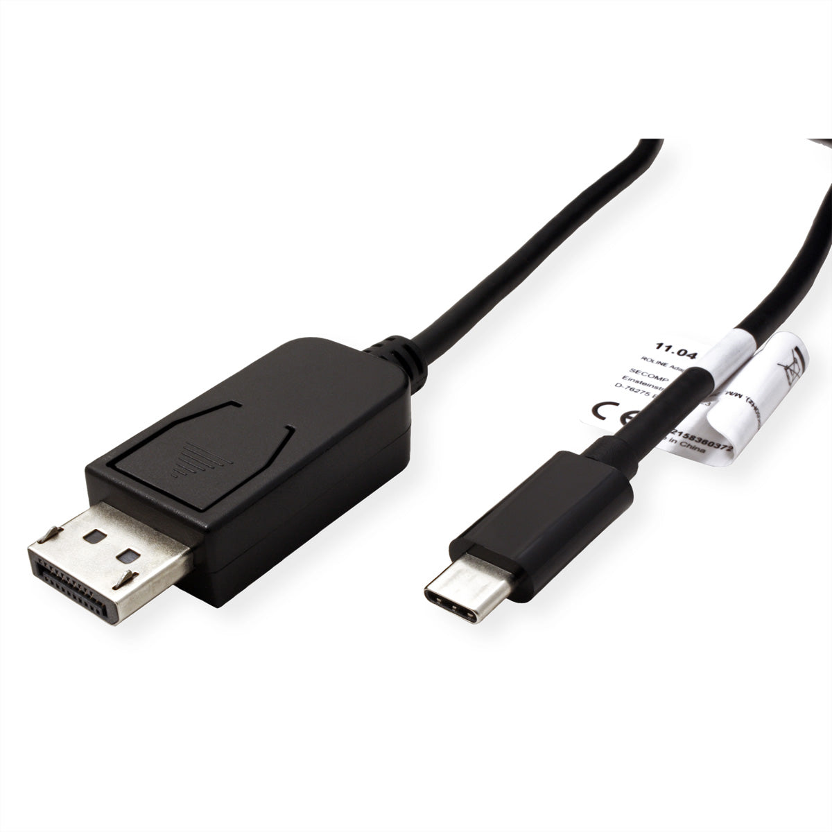 ROLINE USB-C zu DisplayPort Kabel – 8K (7680 × 4320) @ 60 Hz, DisplayPort 1.4, 2 m, Schwarz