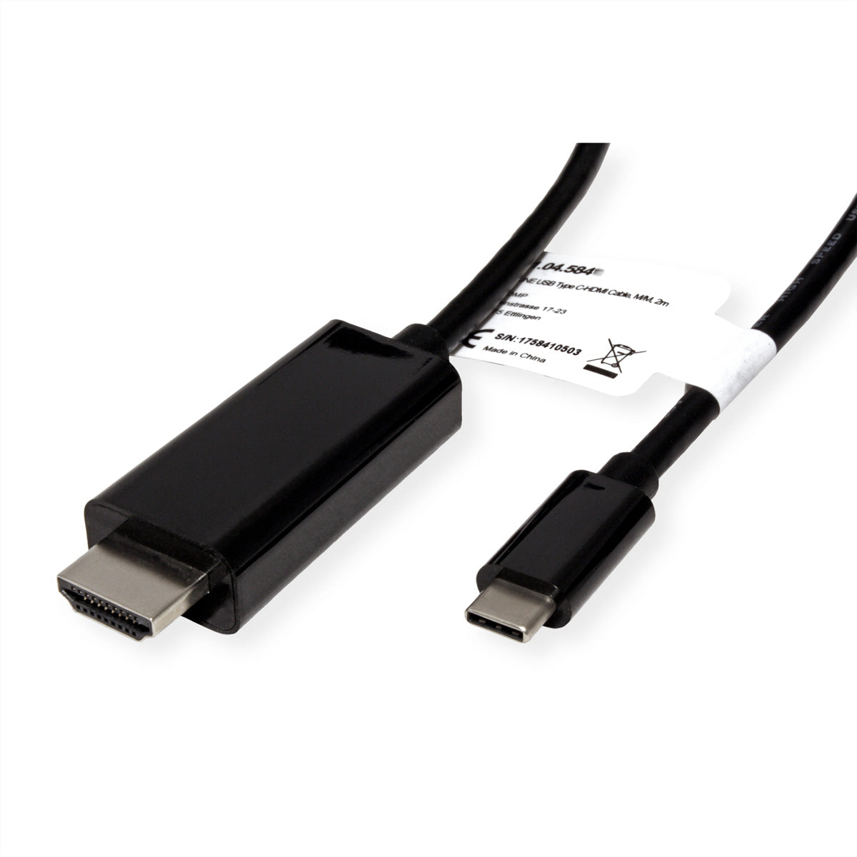 ROLINE USB-C zu HDMI Kabel – 4K (3840 × 2160) @ 60 Hz, 3 m, für Geräte mit USB-C (DP Alt Mode)