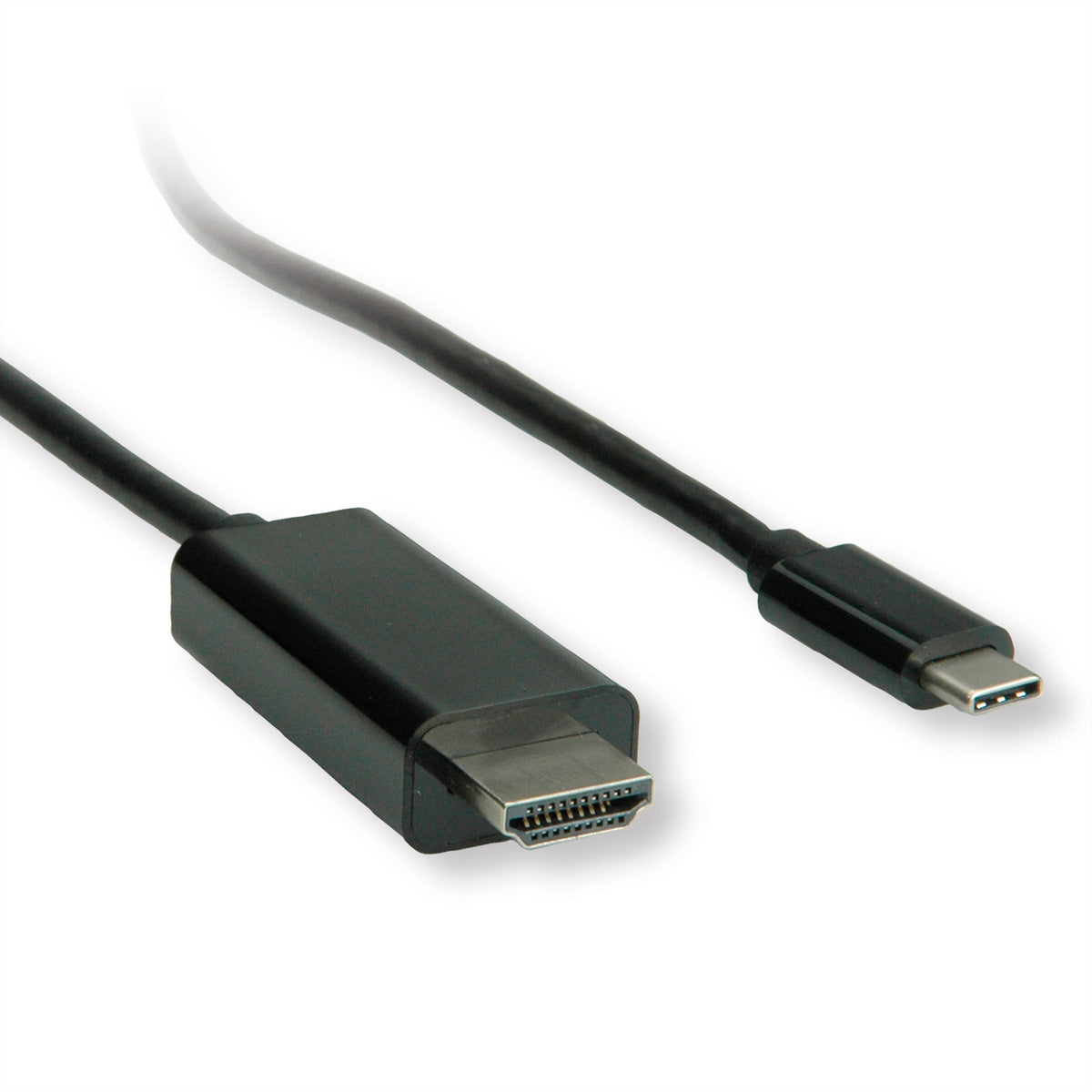ROLINE USB-C zu HDMI Kabel – 4K (3840 × 2160) @ 60 Hz, 1 m, für MacBook/Notebook/PC, Schwarz