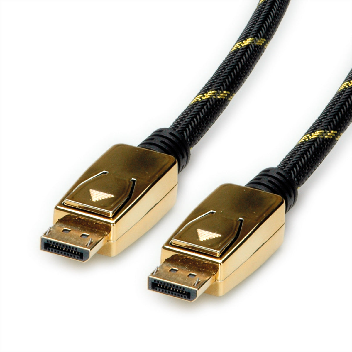 ROLINE DisplayPort Kabel DP 1.4 8K 60 Hz – 3 m – geflochten – Schwarz/Gold – für Geräte mit DisplayPort