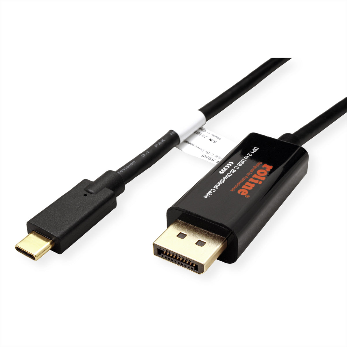 ROLINE USB-C zu DisplayPort Kabel – 4K (3840 × 2160) @ 60 Hz, DisplayPort 1.2, 2 m – Schwarz