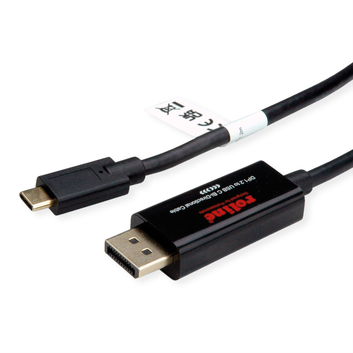 ROLINE USB-C zu DisplayPort Kabel – 4K (3840 × 2160) @ 60 Hz, DisplayPort 1.2, 2 m – Schwarz