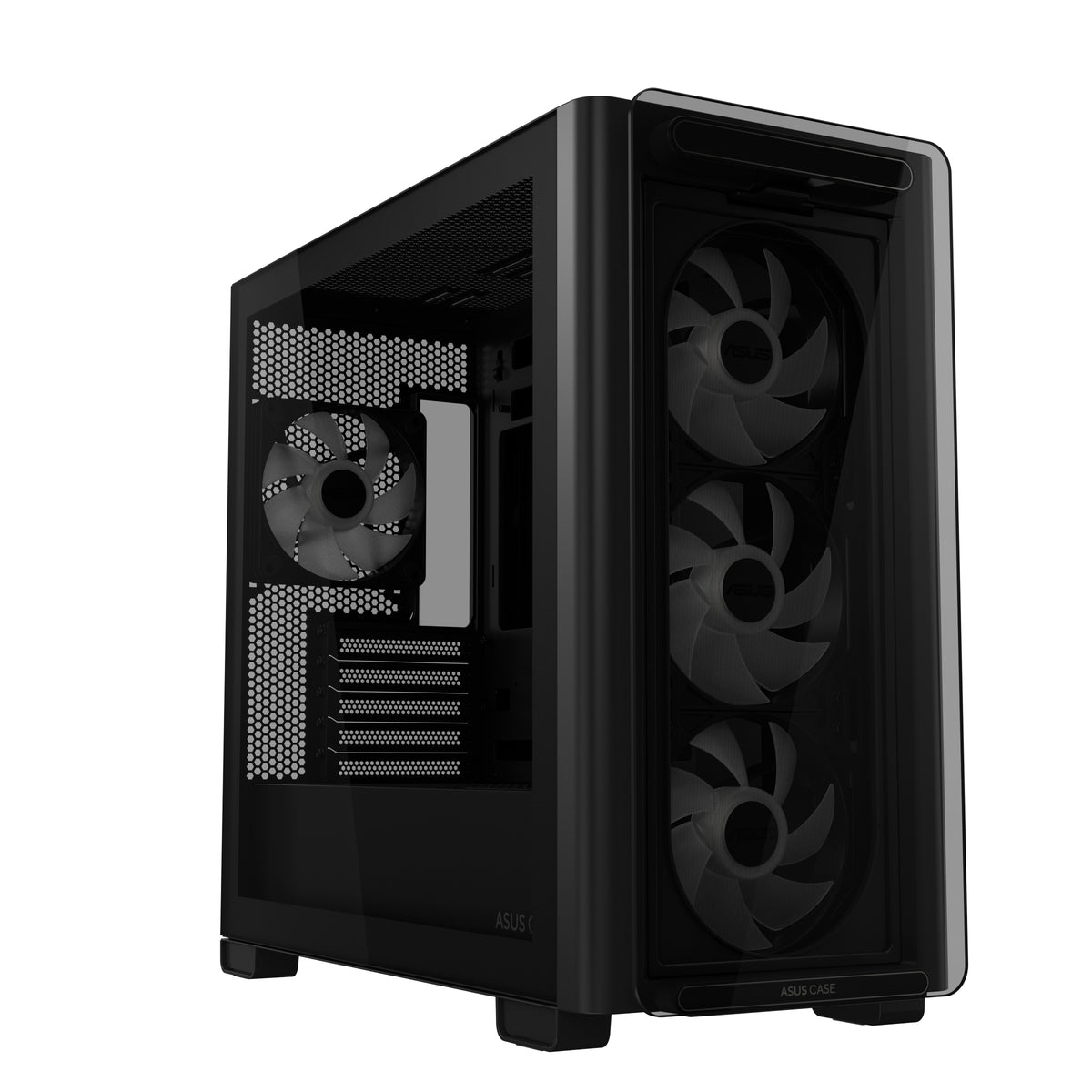 ASUS A23 PLUS TG – PC-Gehäuse – Micro-ATX/Mini-ITX, 7 Lüfterplätze, 3×2,5", 2×3,5", Sichtfenster, Schwarz