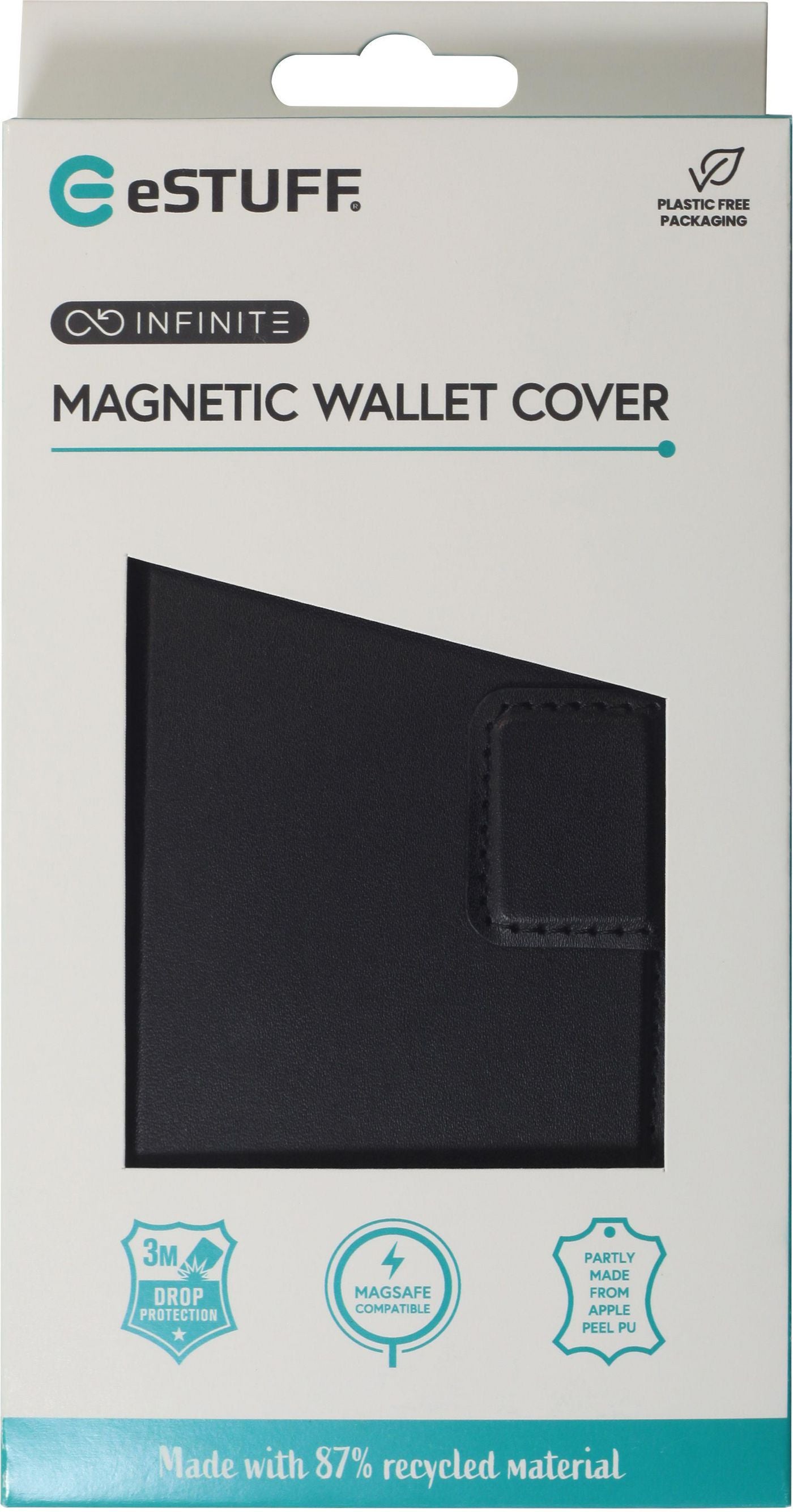eSTUFF INFINITE MILAN Wallet-Case – Schwarz, Leder – für Apple iPhone 16 Pro – mit 3 Kartenfächern
