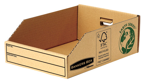 Fellowes BANKERS BOX EARTH Kleinteilebox – 50-teilig, mit Beschriftungsschild, beige, B 204 × H 104 × T 306 mm