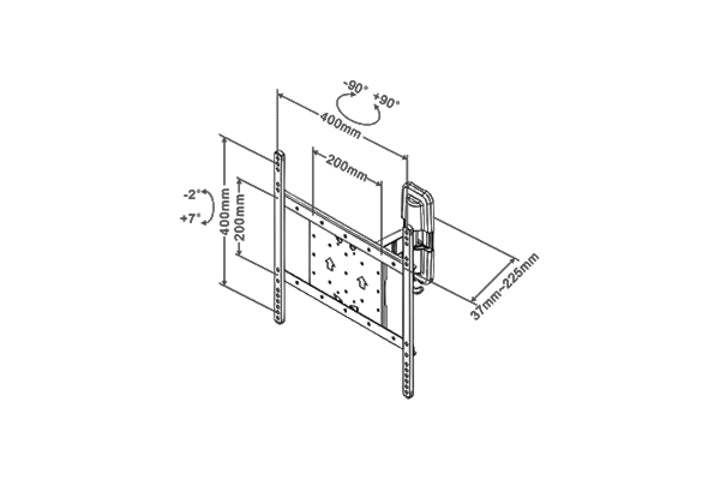Multibrackets Flexarm Tilt & Turn II – Wandhalterung, neigbar, für 44", VESA 200×100, bis 25 kg, schwarz