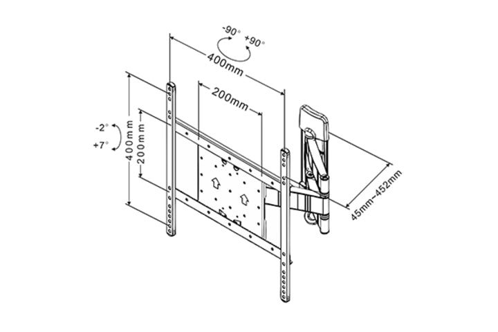 Multibrackets Flexarm Tilt & Turn III – Wandhalterung, drehbar, für 35", VESA 300×200, bis 25 kg, schwarz