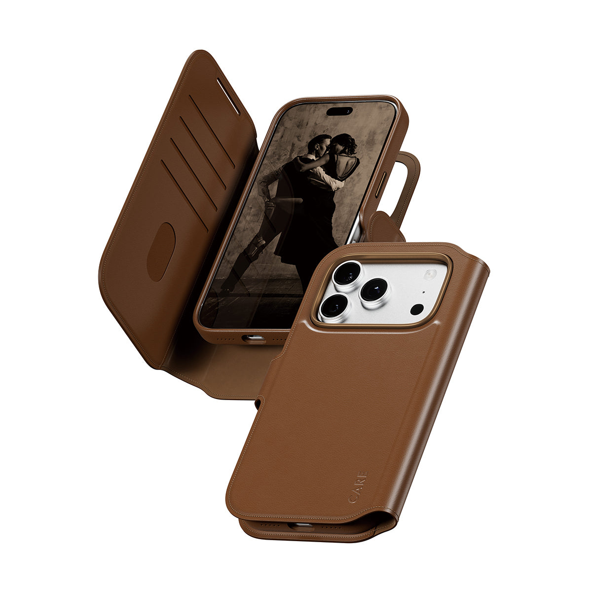 PanzerGlass CARE Tango Wallethülle – für Apple iPhone 18 Pro/17 Pro, MagSafe, Recycling-Kunststoff, Braun