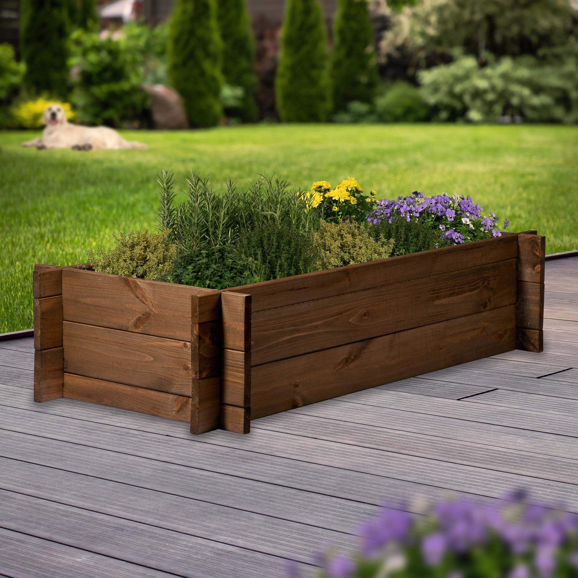 Dobar Pflanzgefäss – 117 × 58,5 × 27,5 cm – Kiefernholz, Braun