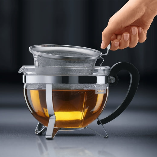 Bodum Chambord – Teezubereiter – 1,5 l – Borosilikatglas, mit Edelstahlfilter – schwarz