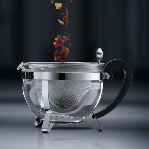 Bodum Chambord – Teezubereiter – 1,5 l – Borosilikatglas, mit Edelstahlfilter – schwarz