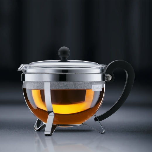 Bodum Chambord – Teezubereiter – 1,5 l – Borosilikatglas, mit Edelstahlfilter – schwarz