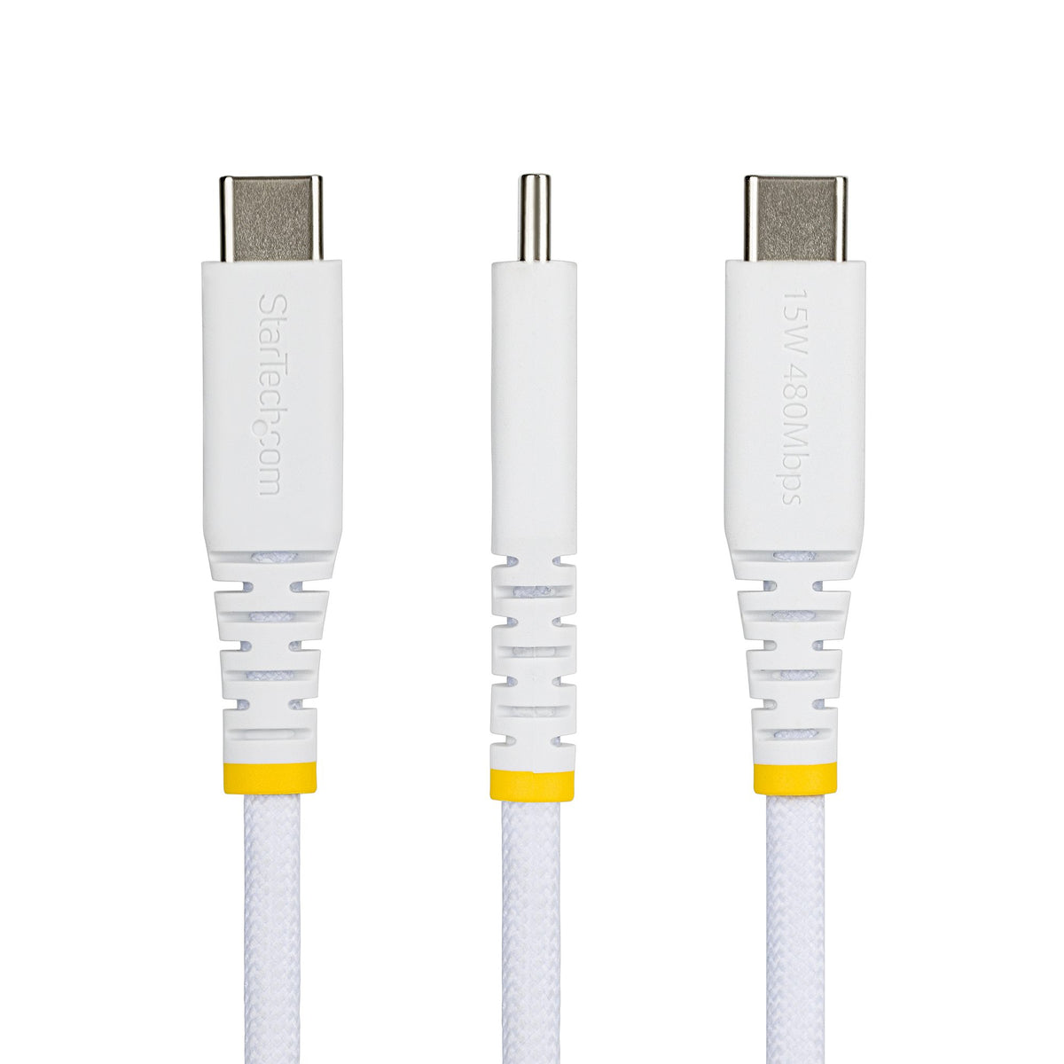 StarTech.com USB-A auf USB-C Kabel – USB 2.0 (480 Mbit/s) – 2 m – PD 15 W – Geflochten, Nylon/TPE – Weiss