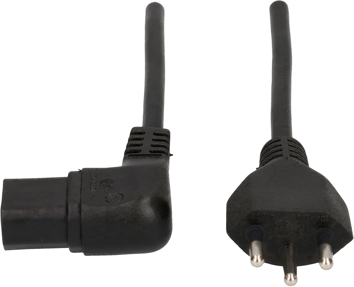 Max hauri wire Max Hauri Netzkabel – T12–IEC C13, 2 m, 230 V/10 A, 3×0,75 mm², schwarz, gewinkelt
