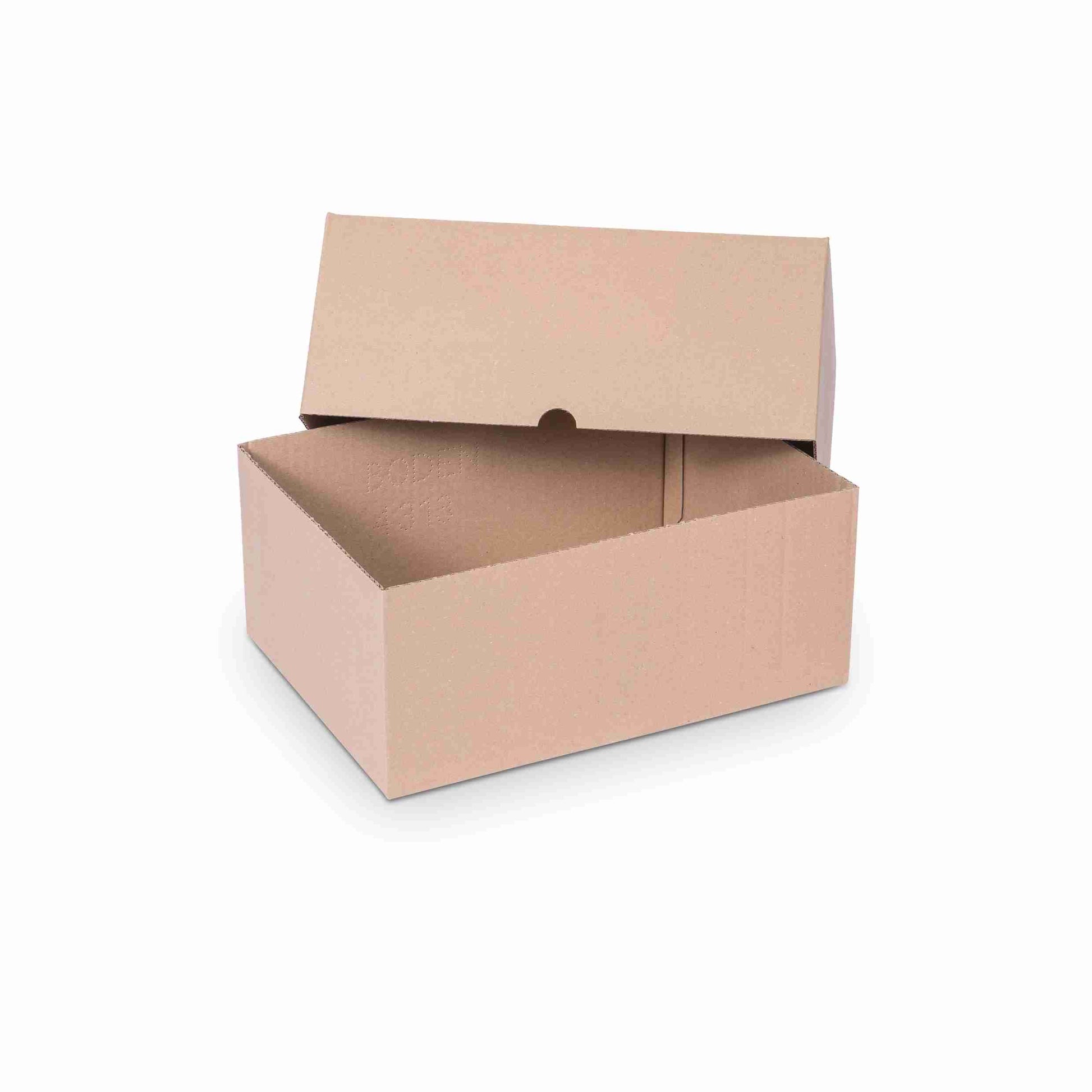 Model Teleskopbox – 305 × 215 × 130 mm, braun, Wellkarton, Automatikboden, Deckel – 1 Stk., ab 20 Stk.