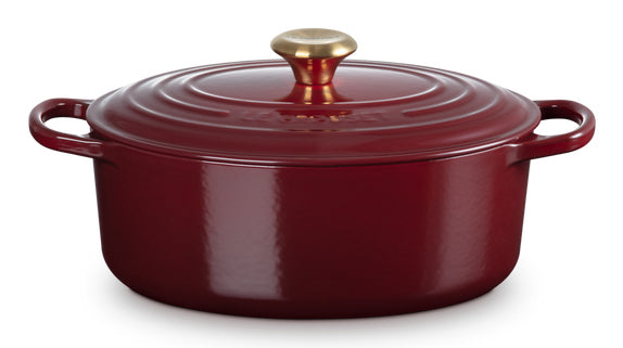 Le Creuset Kochtopf Signature Roaster – 4,7 l, Gusseisen, Emaille, für Induktion, Gas, Glaskeramik u. a., Rot