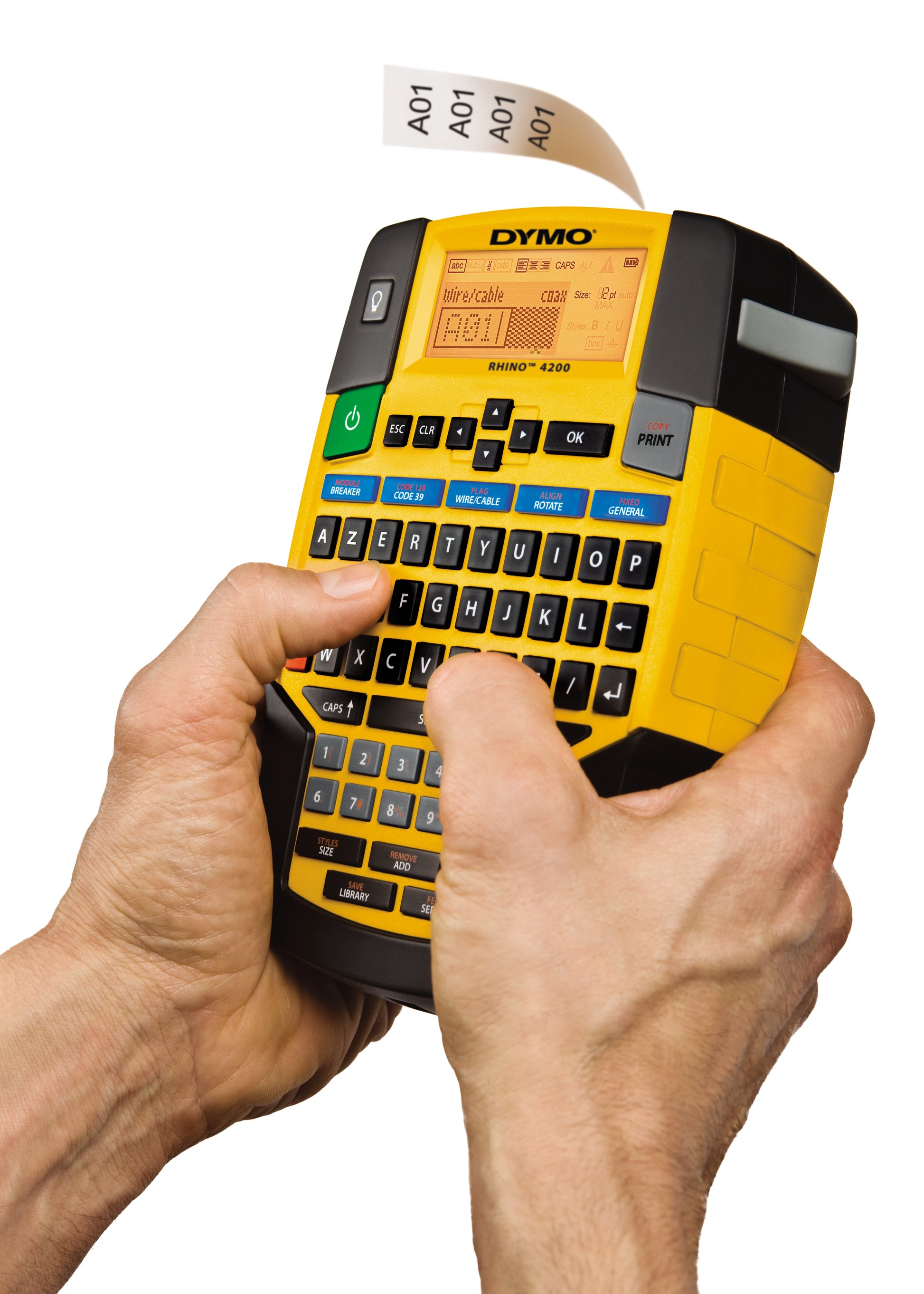 DYMO RHINO 4200 – Beschriftungsgerät, Etiketten (6/9/12/19 mm), bis 19 mm