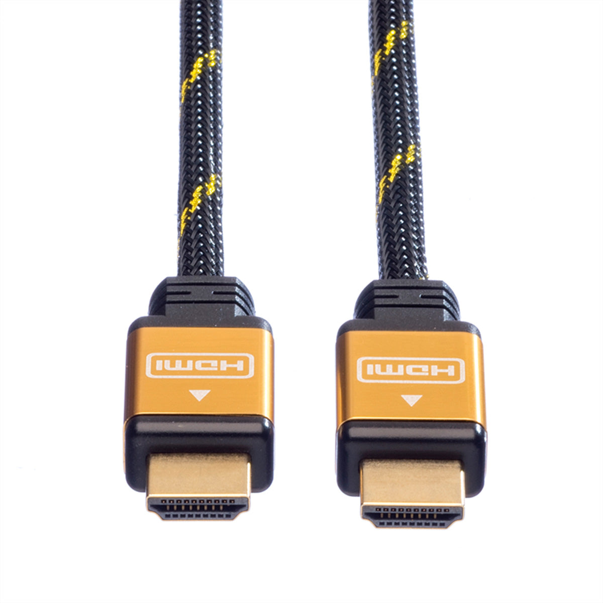 ROLINE HDMI Kabel HDMI High Speed 1080p 60 Hz – 20 m – geflochten – Schwarz/Gold