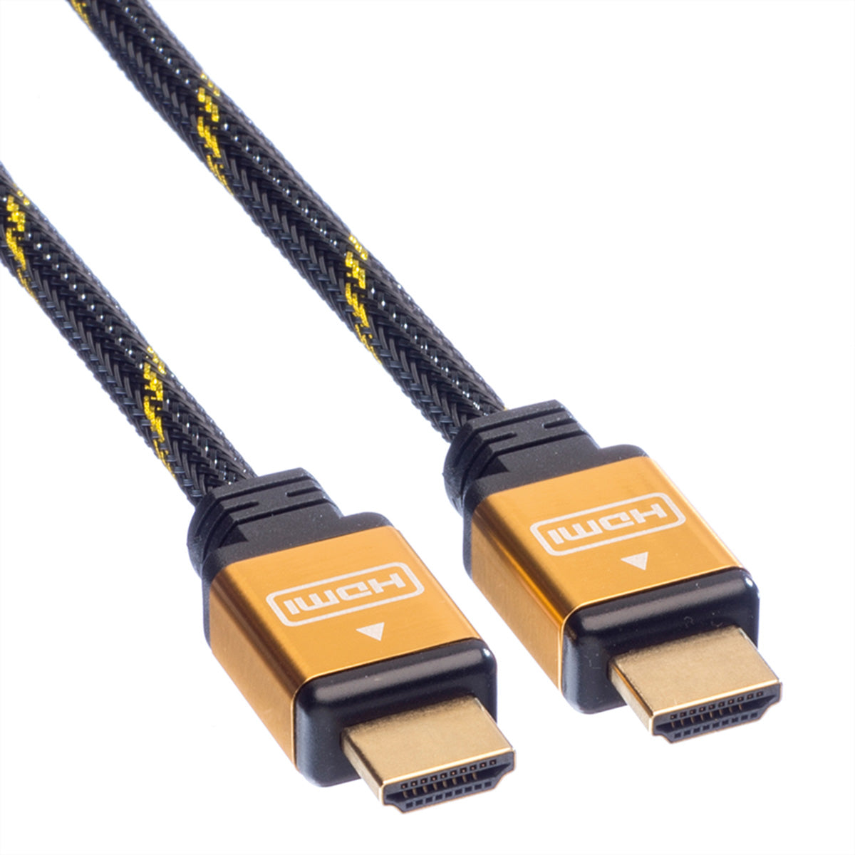 ROLINE HDMI Kabel HDMI High Speed 1080p 60 Hz – 20 m – geflochten – Schwarz/Gold