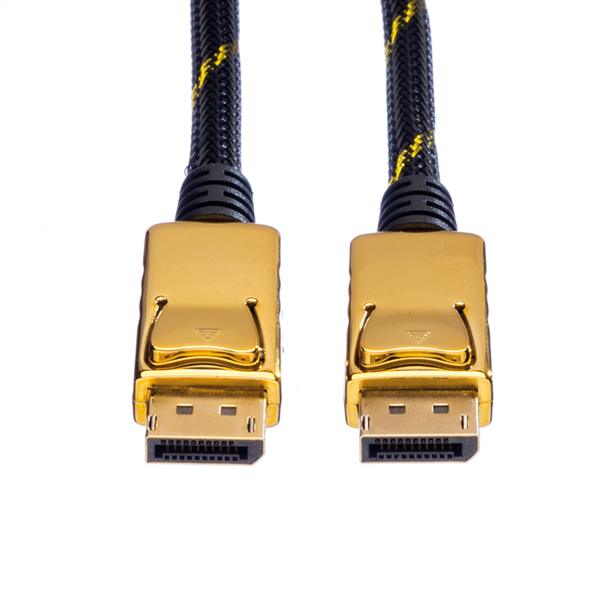 ROLINE DisplayPort Kabel DP 1.2 4K 60 Hz – 7,5 m – geflochten – Schwarz/Gold