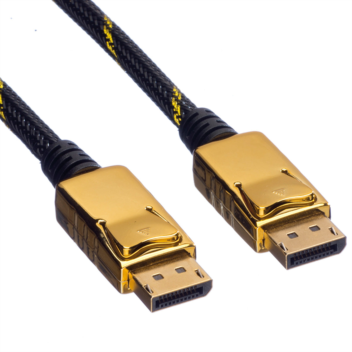 ROLINE DisplayPort Kabel DP 1.2 4K 60 Hz – 3 m – geflochten – Schwarz/Gold – für Geräte mit DP-Anschluss