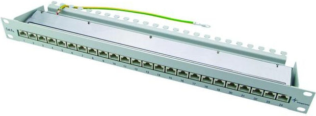 Telegärtner MPP24 – Patchpanel Kat.6A (Klasse EA) – 24× RJ‑45, 19", 1U, schwarz