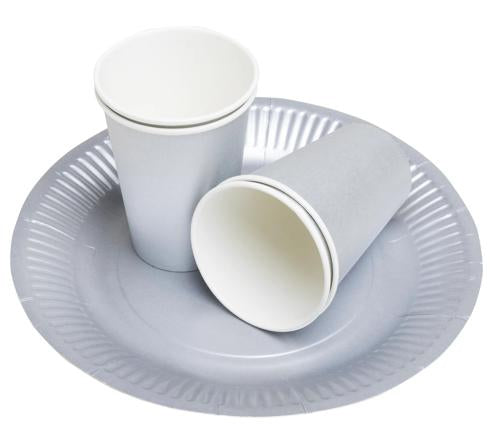 PRONAPPE Teller Papier/Karton, Ø 23 cm – silber matt – FSC