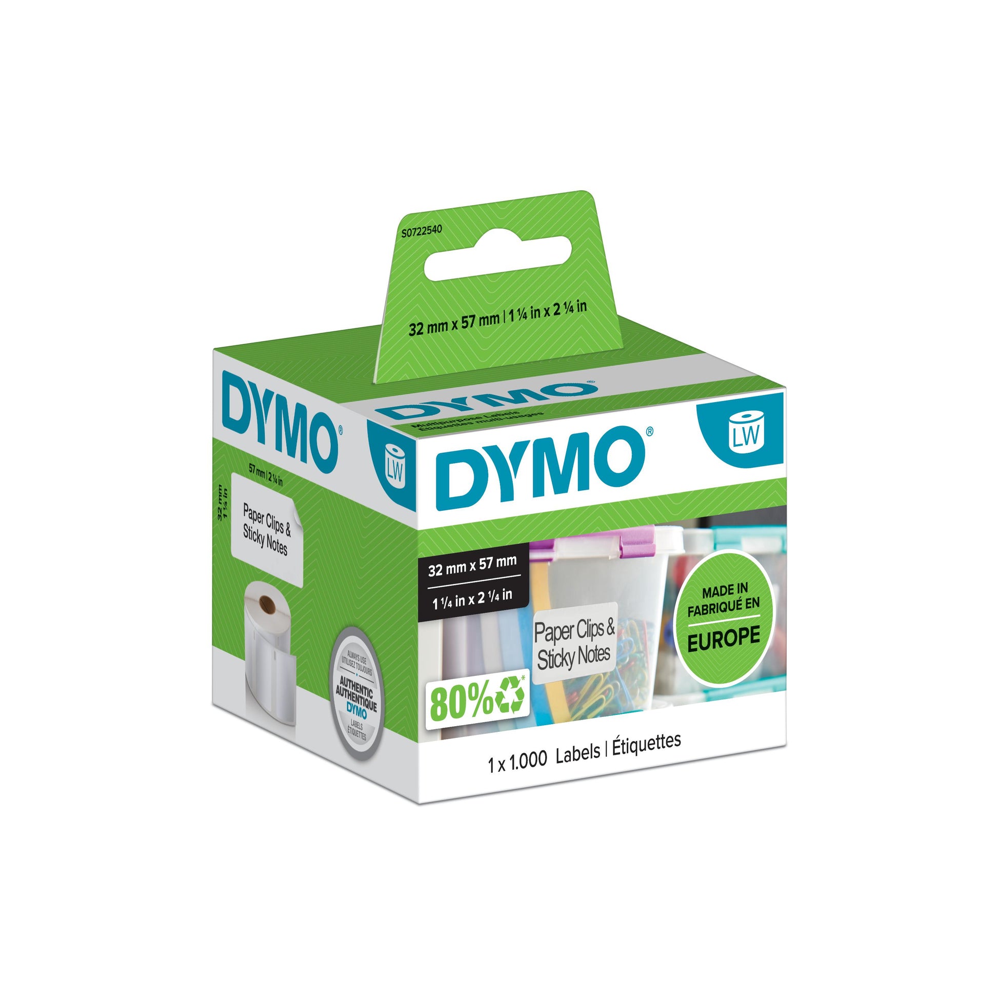 DYMO Etikettenrolle, 32 mm × 57 mm, weiss, 1 × 1000 Stück