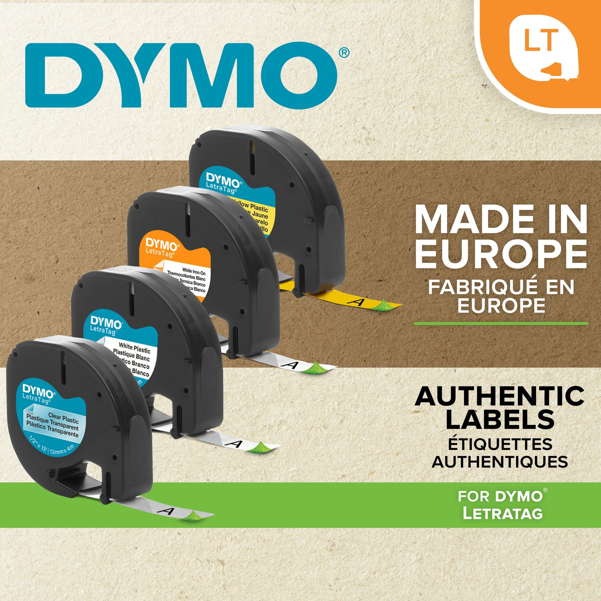 DYMO Schriftband – 12 mm × 4 m, blau, schwarz