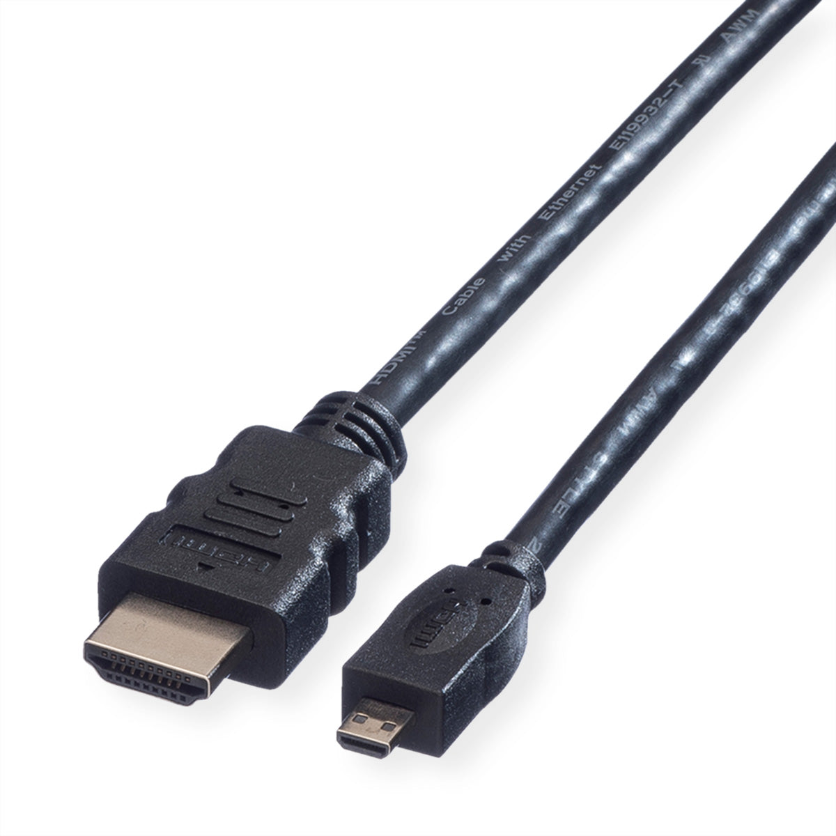 VALUE Micro-HDMI auf HDMI Kabel HDMI High Speed mit Ethernet 4K 30 Hz – 2 m – ARC, Ethernet