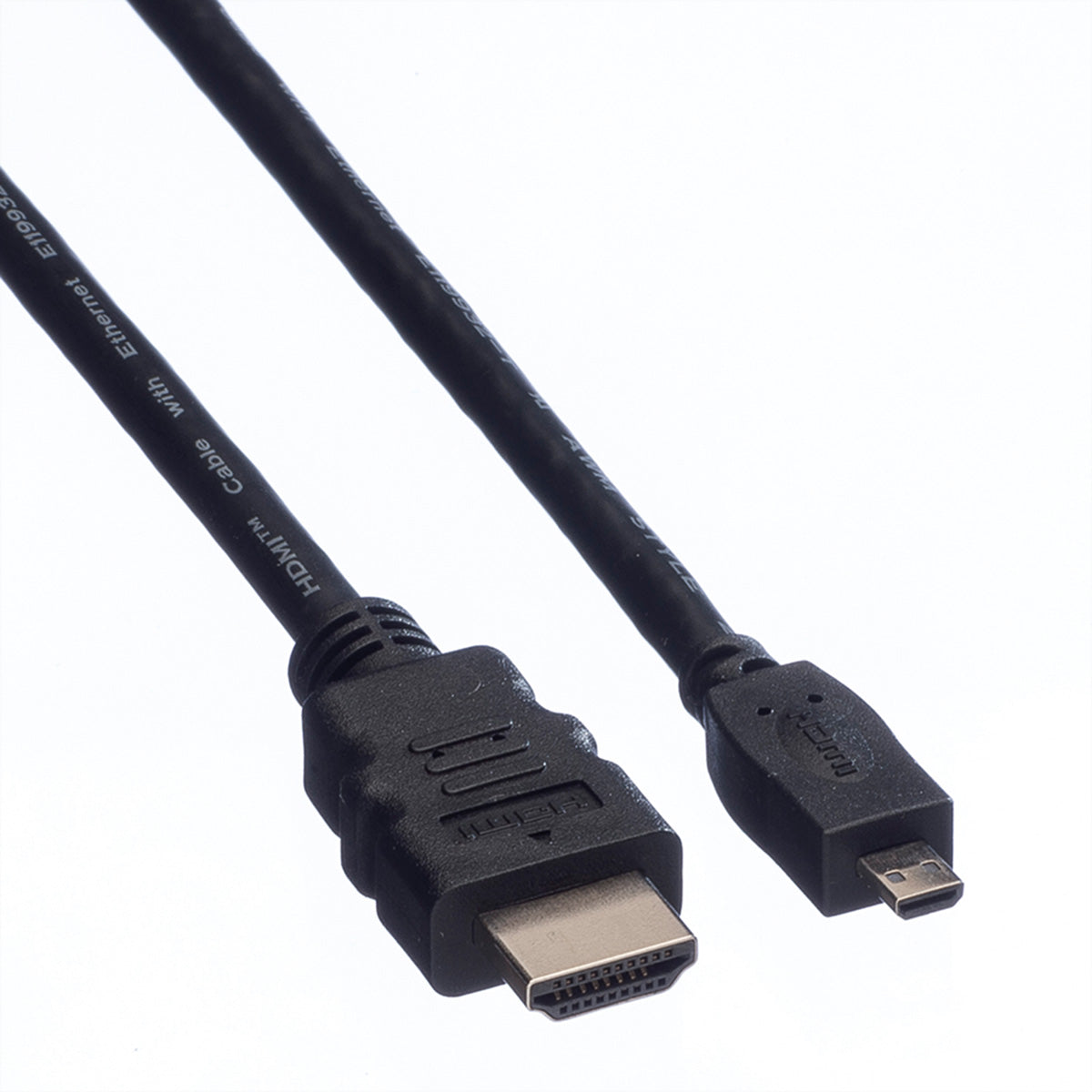 VALUE Micro-HDMI auf HDMI Kabel HDMI High Speed mit Ethernet 4K 30 Hz – 2 m – ARC, Ethernet