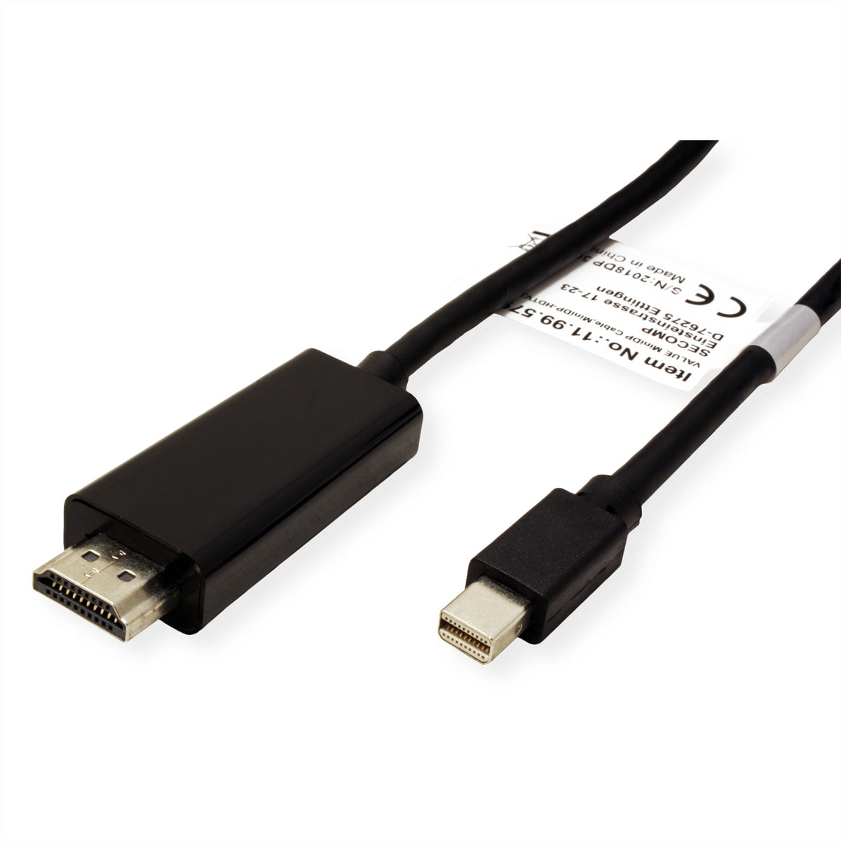 VALUE Mini-DisplayPort Kabel DP 1.1 1080p 60 Hz – 2 m