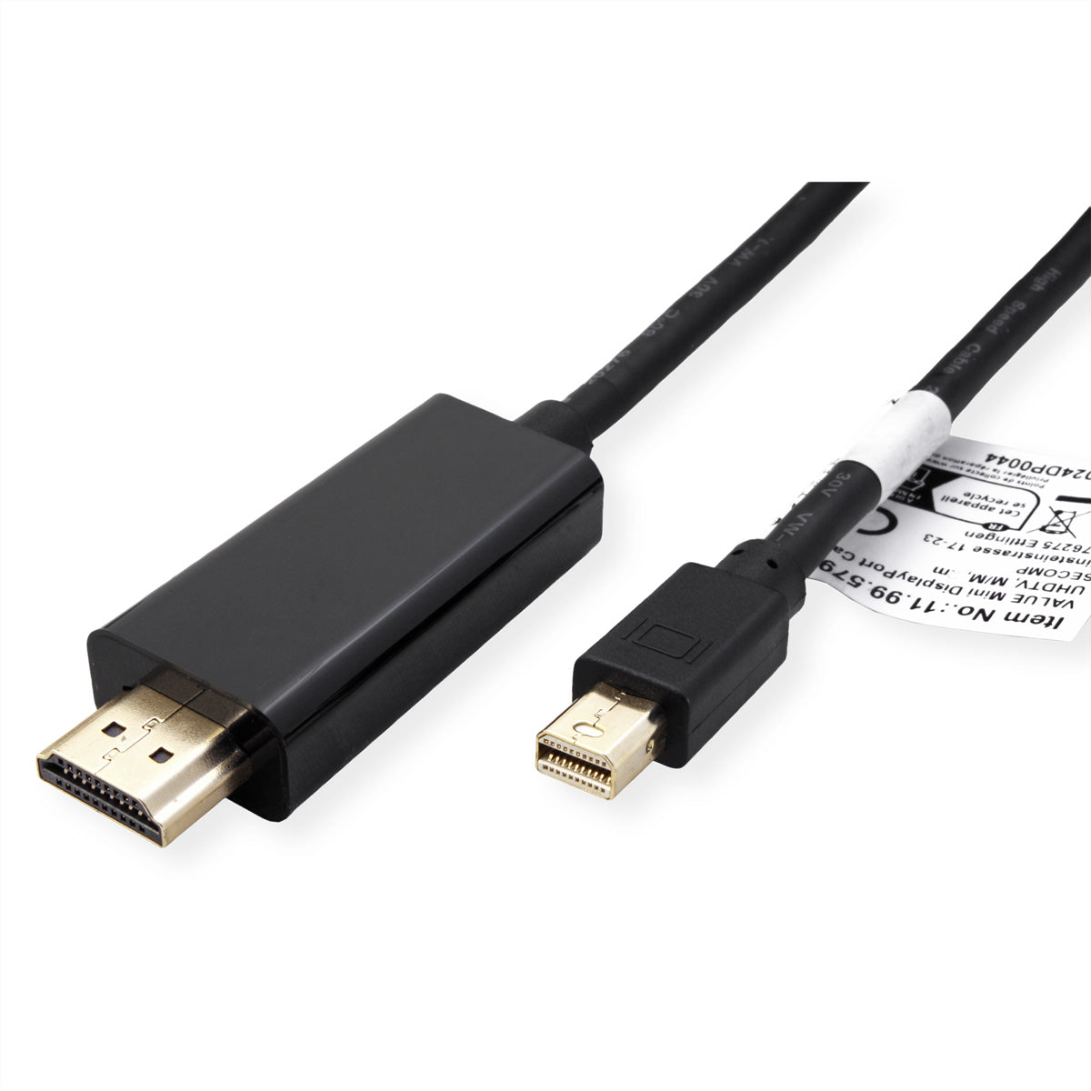 VALUE Mini DisplayPort auf HDMI Kabel DP 1.2 4K 60 Hz – 3 m