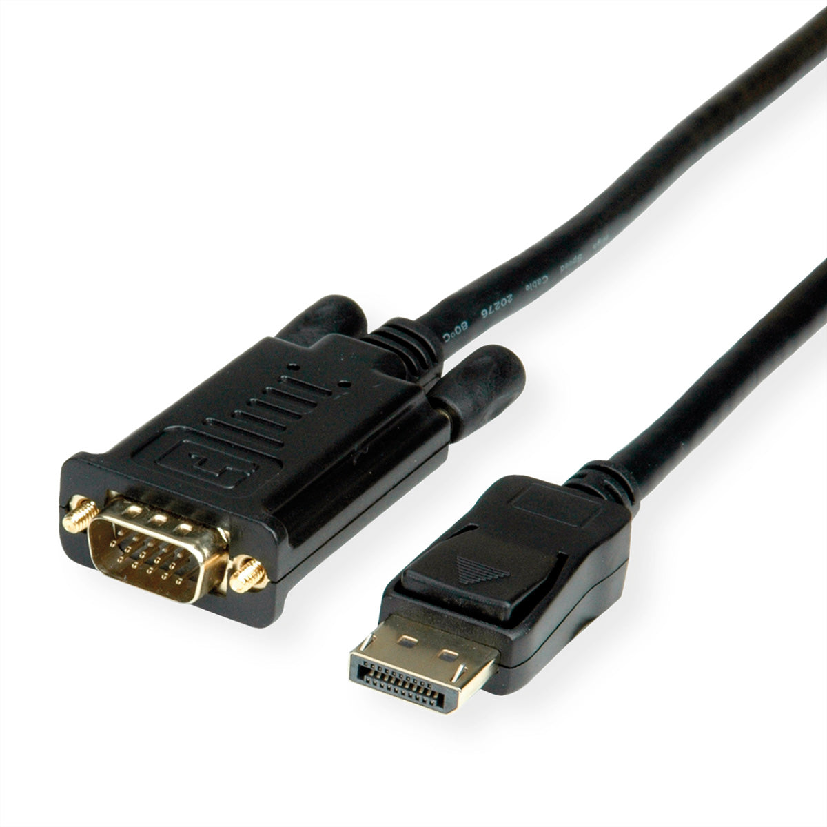 VALUE DisplayPort-zu-VGA-Kabel – 1920 × 1080 @ 60 Hz, 5 m, mit Handverriegelungsschrauben – Schwarz