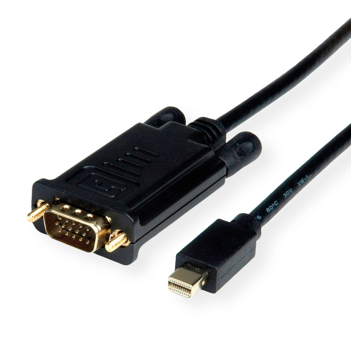 VALUE Mini DisplayPort auf VGA Kabel 1080p 60 Hz – 2 m – verriegelbar – für Geräte mit Mini DisplayPort