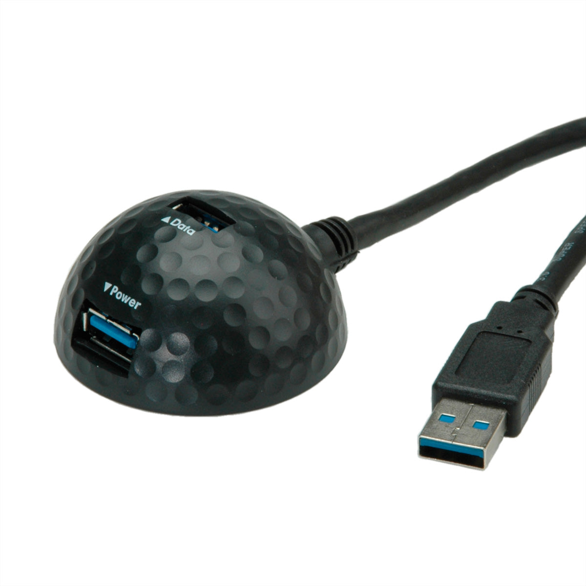VALUE USB-A Verlängerungskabel (Stecker auf 2× Buchsen) – USB 3.2 Gen 1 (5 Gbit/s) – 1,5 m – Magnetfuss – Schwarz