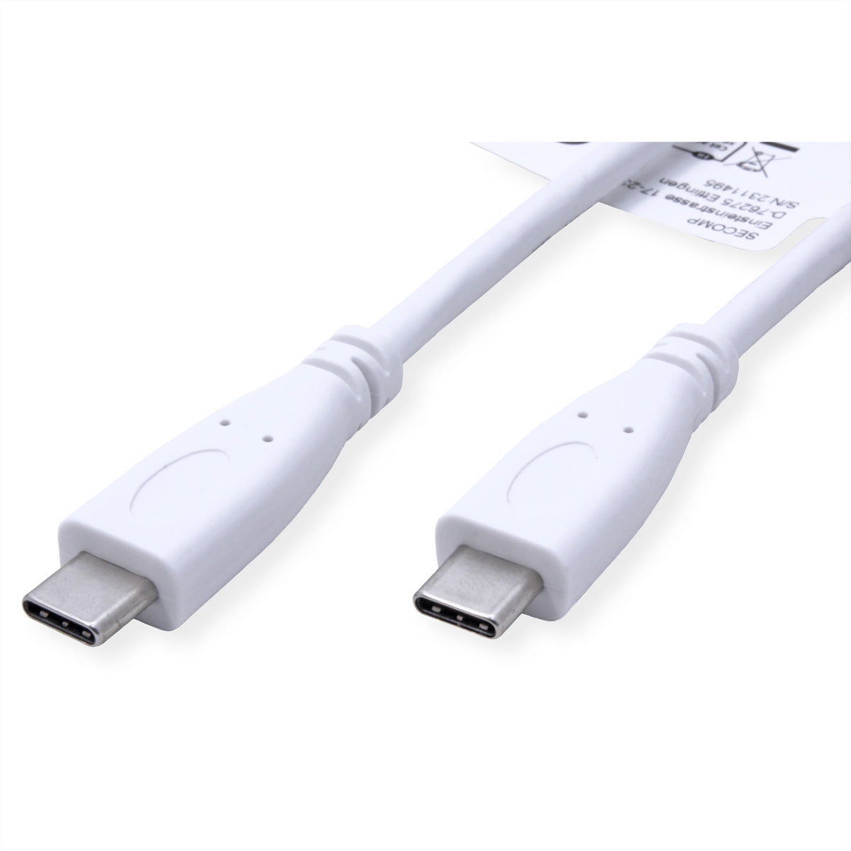 VALUE USB-C auf USB-C Kabel – USB 3.2 Gen 2 (10 Gbit/s) – 0,5 m – PD 100 W – Vergoldete Kontakte – Weiss